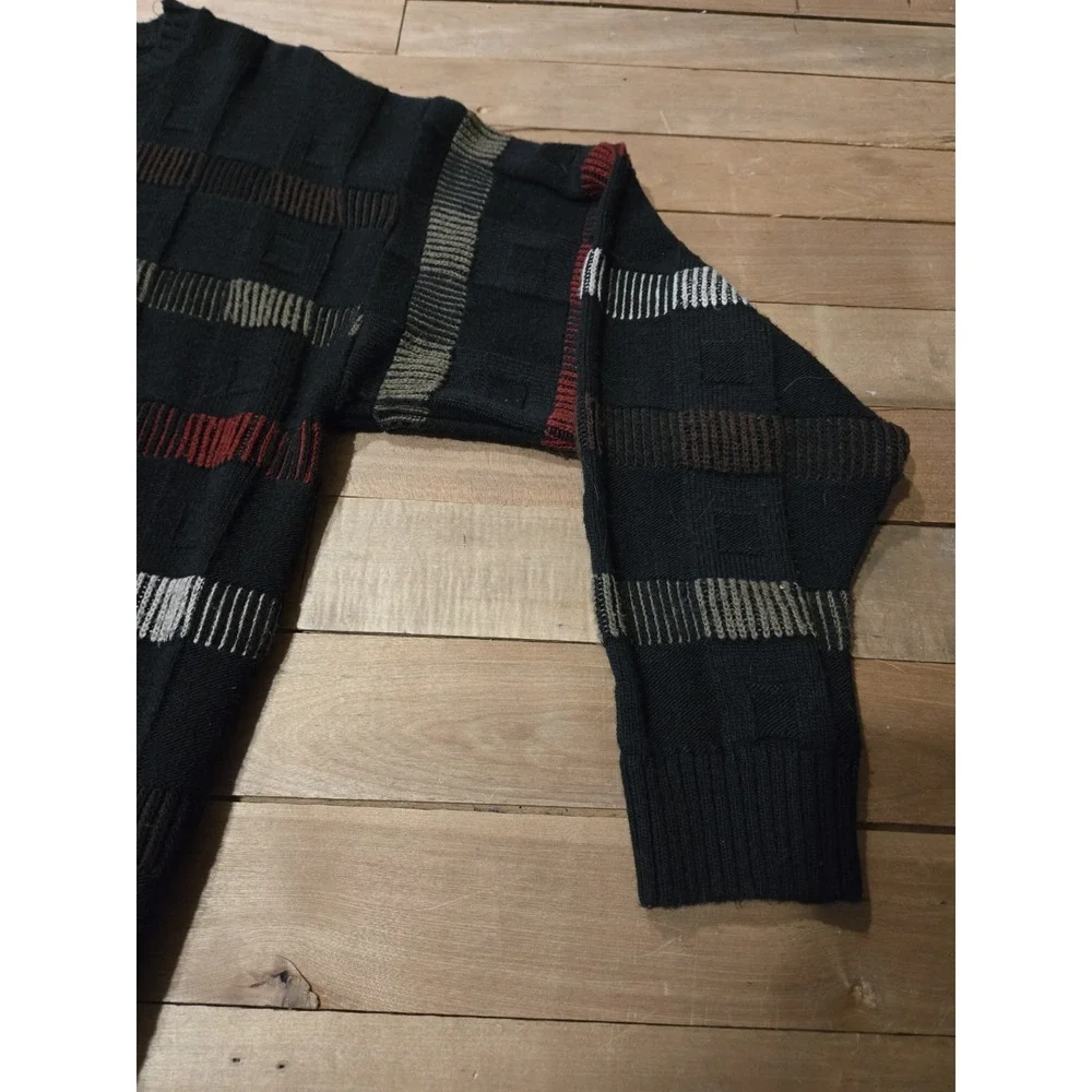 Vintage 90s Protégé Collection Striped Knit Sweater L Black Multicolor Retro - Picture 8 of 9